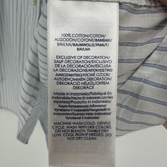 Chaps Shirt Womens 3X Blue White Stripe Embroidered Button Front Long Sleeve - Picture 7 of 9